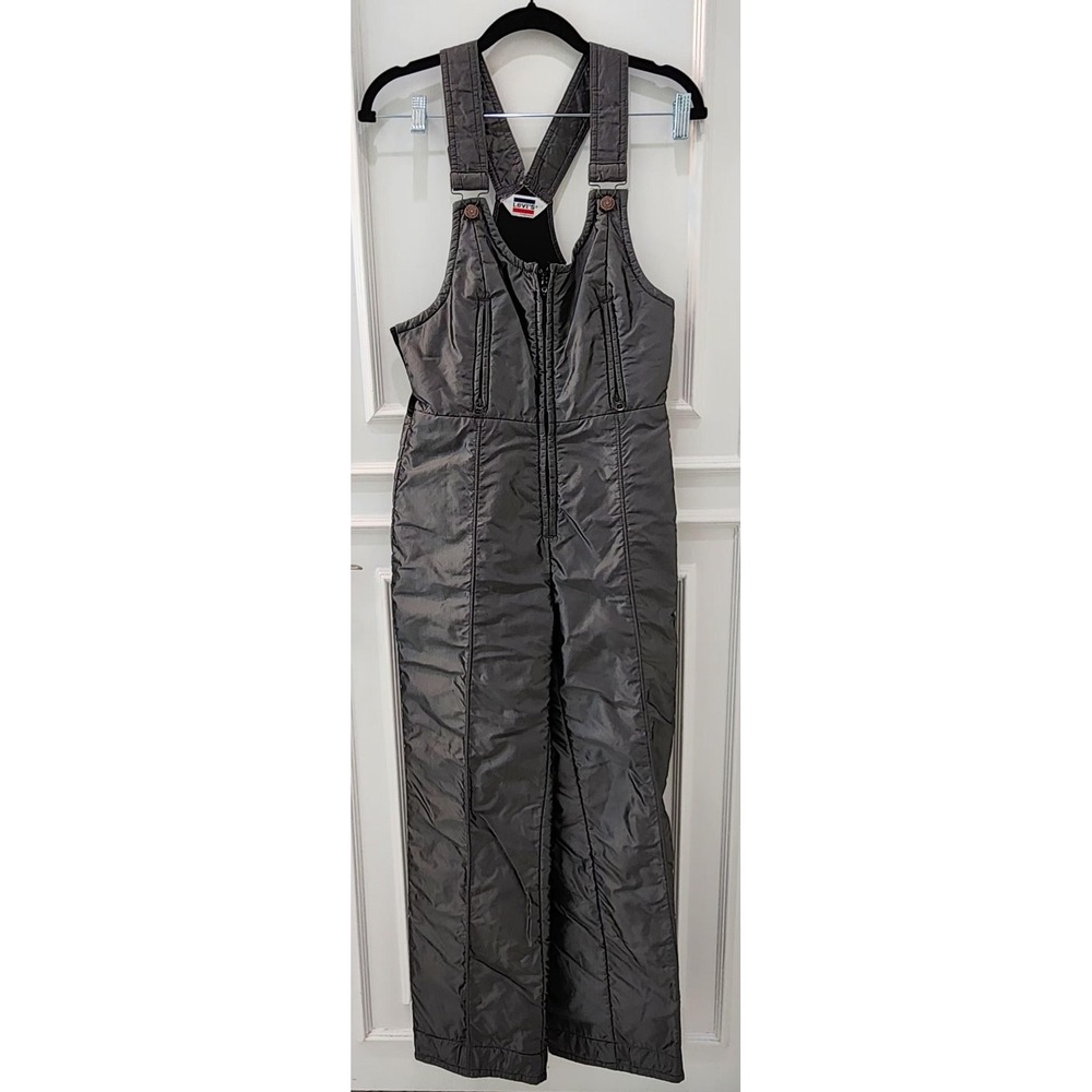 Vintage Levis Ski Bib Womens 8 Metallic Gray Insulated‎ Overall USA 80s Rare
